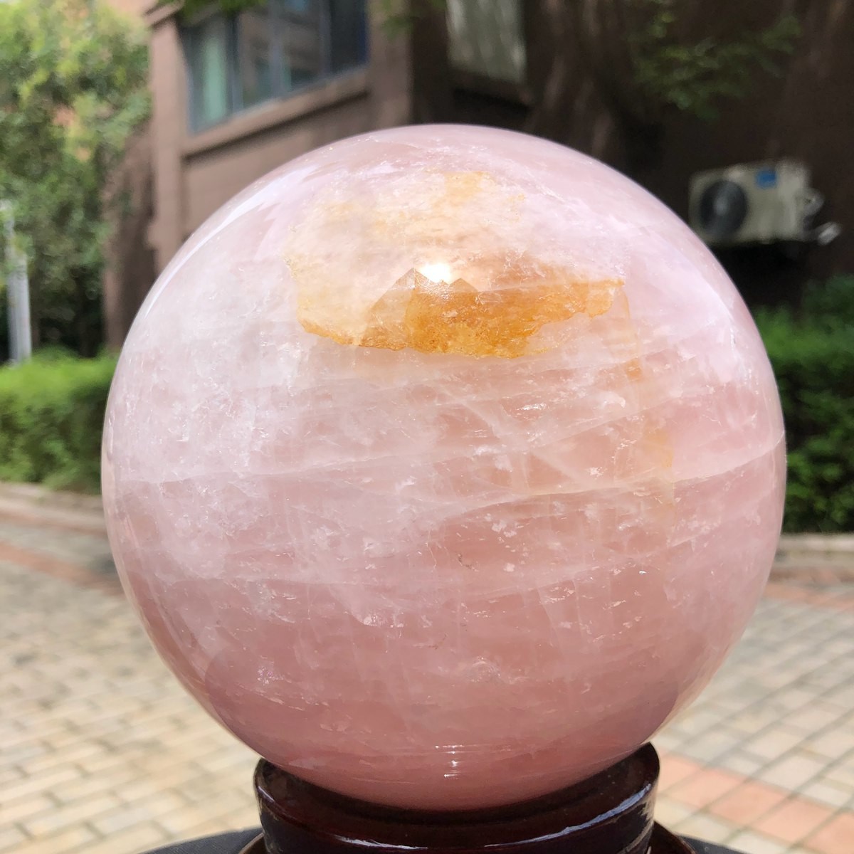 8.99LB Rare Natural Pink Crystal Ball Quartz Crystal Reiki Healing 1607