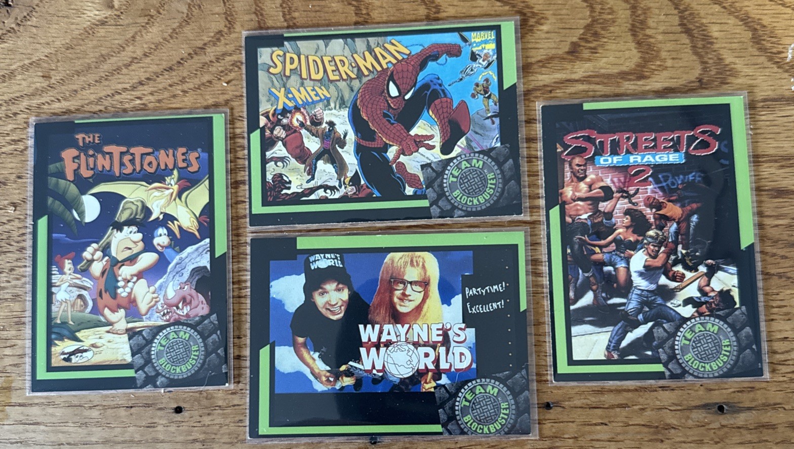 TEAM BLOCKBUSTER 1993 lot of 4 Different COLLECTOR CARDS Spider-Man X-Men