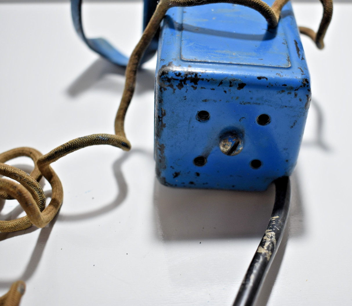 Vintage Space Saver Metal Phone Non Dial Western Electric Blue