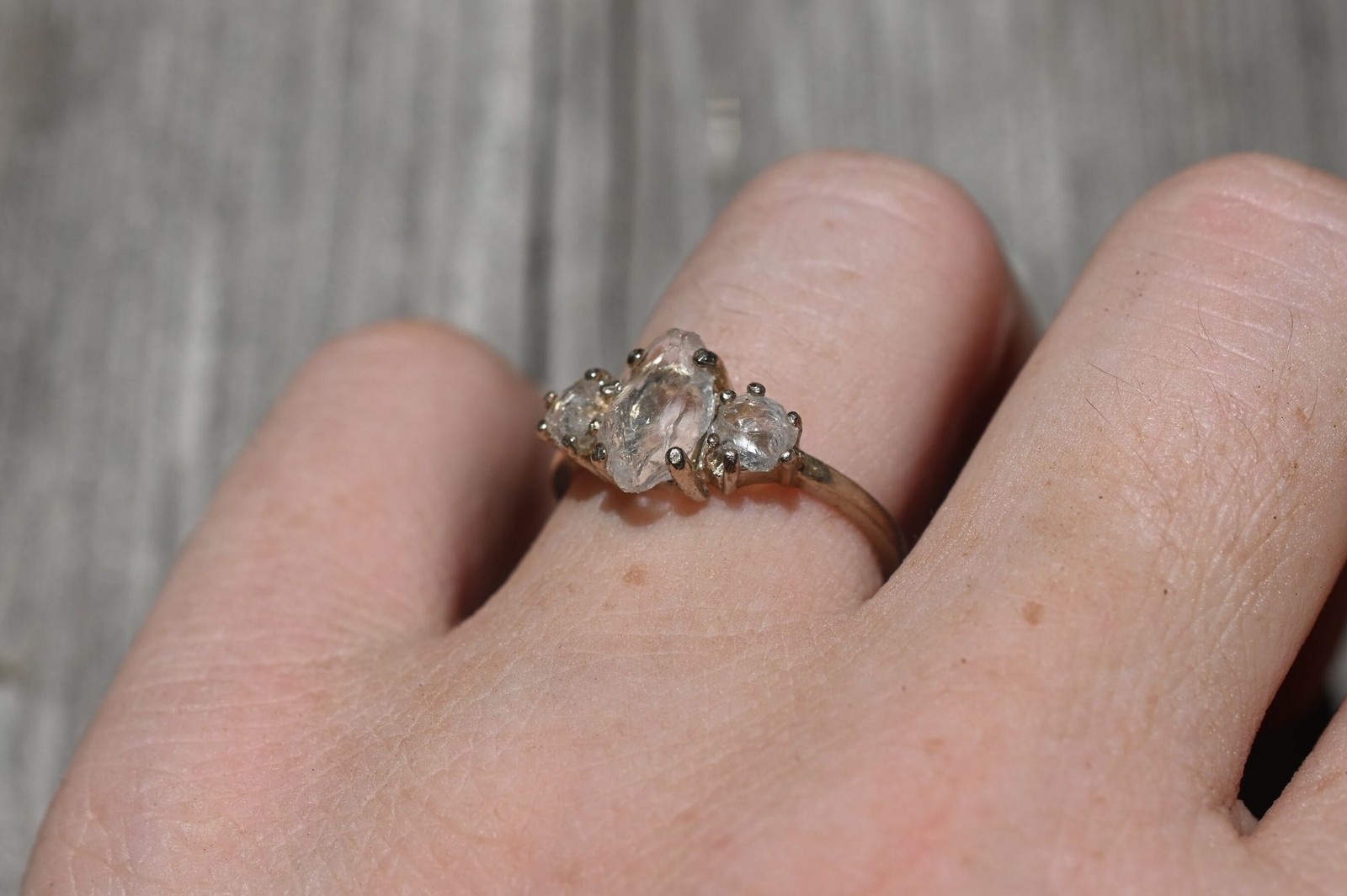 14k Gold Diamond Ring Size 7 Raw Diamond Engagement Ring Solid Gold Engagement R