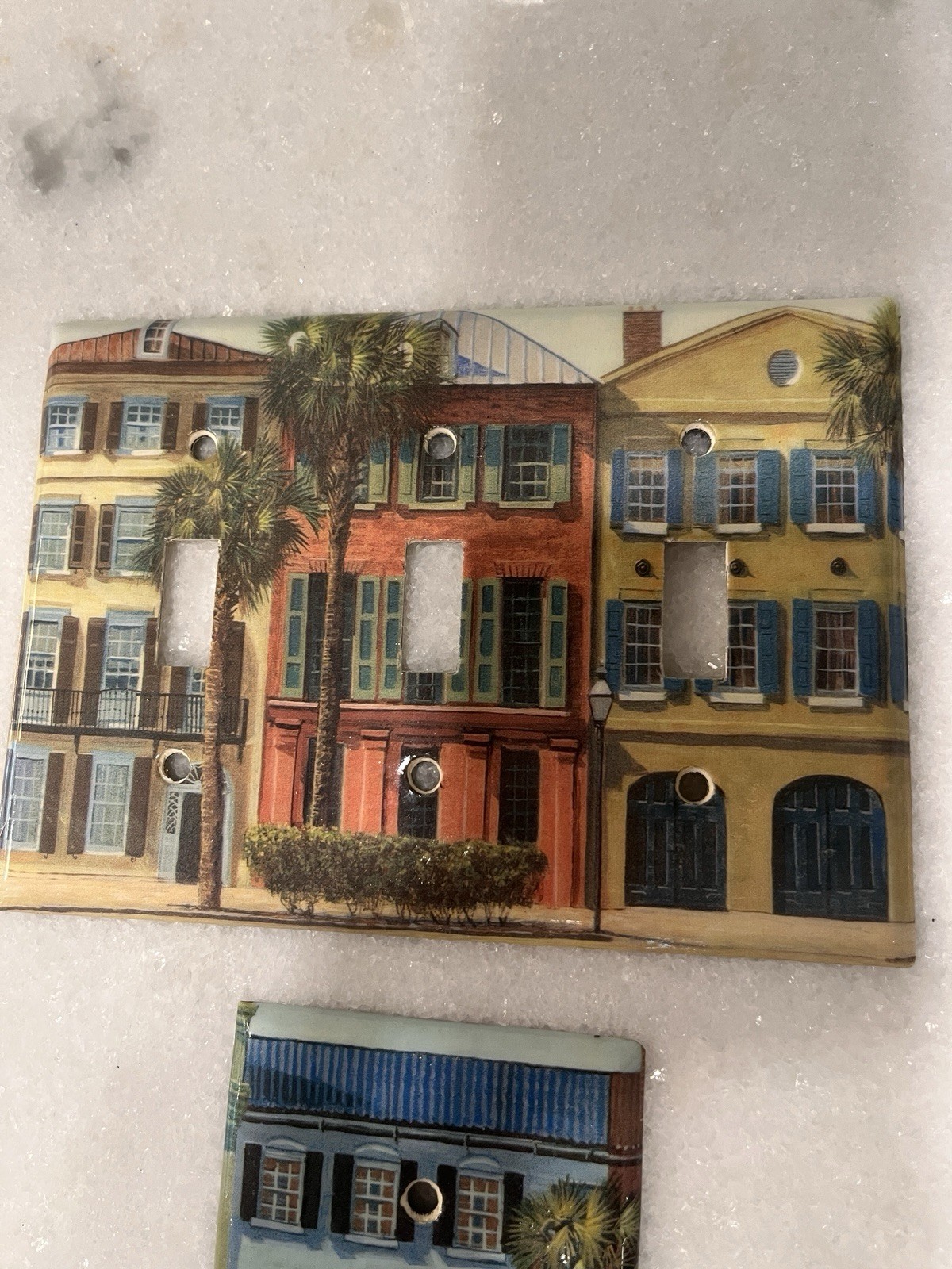 Decorative Light Switch Covers. Rainbow Row. 1 triple, 1 single