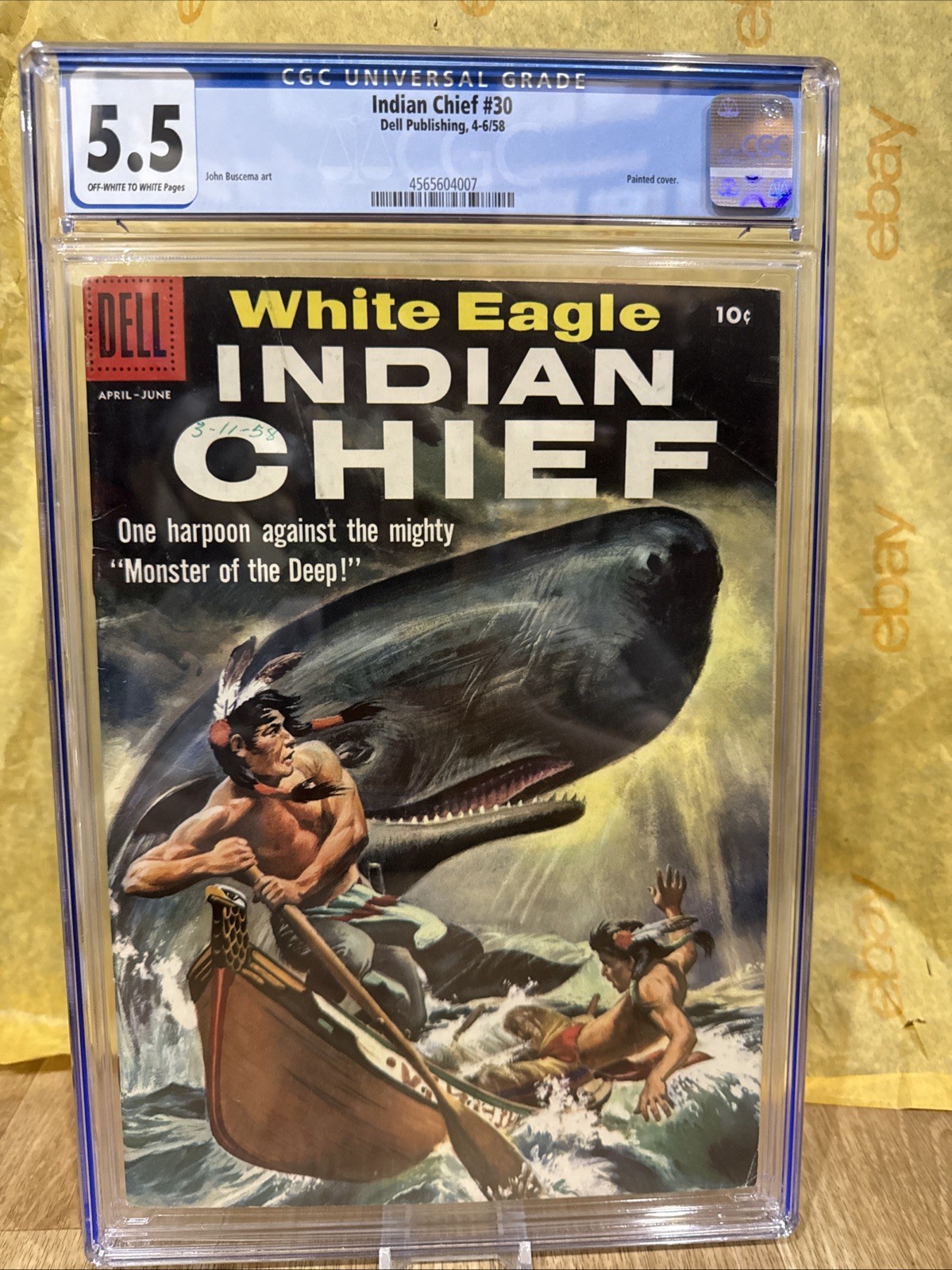 1958 Comic-Indian Chief #30 Cgc 5.5 Graded Comic Off White White Pages Painted .