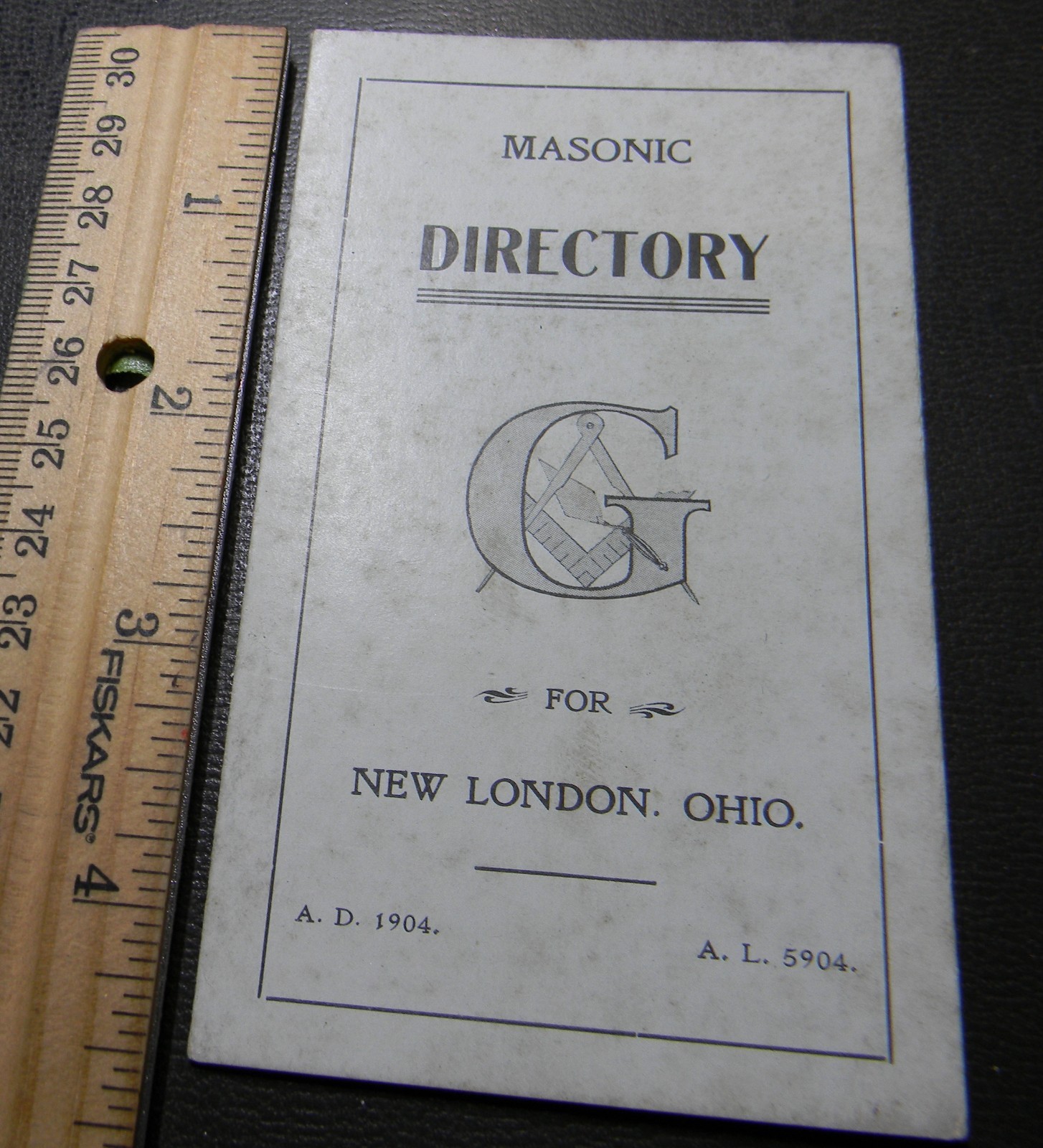 1904 MASONIC DIRECTORY NEW LONDON. OHIO Heavy Cardstock RARE