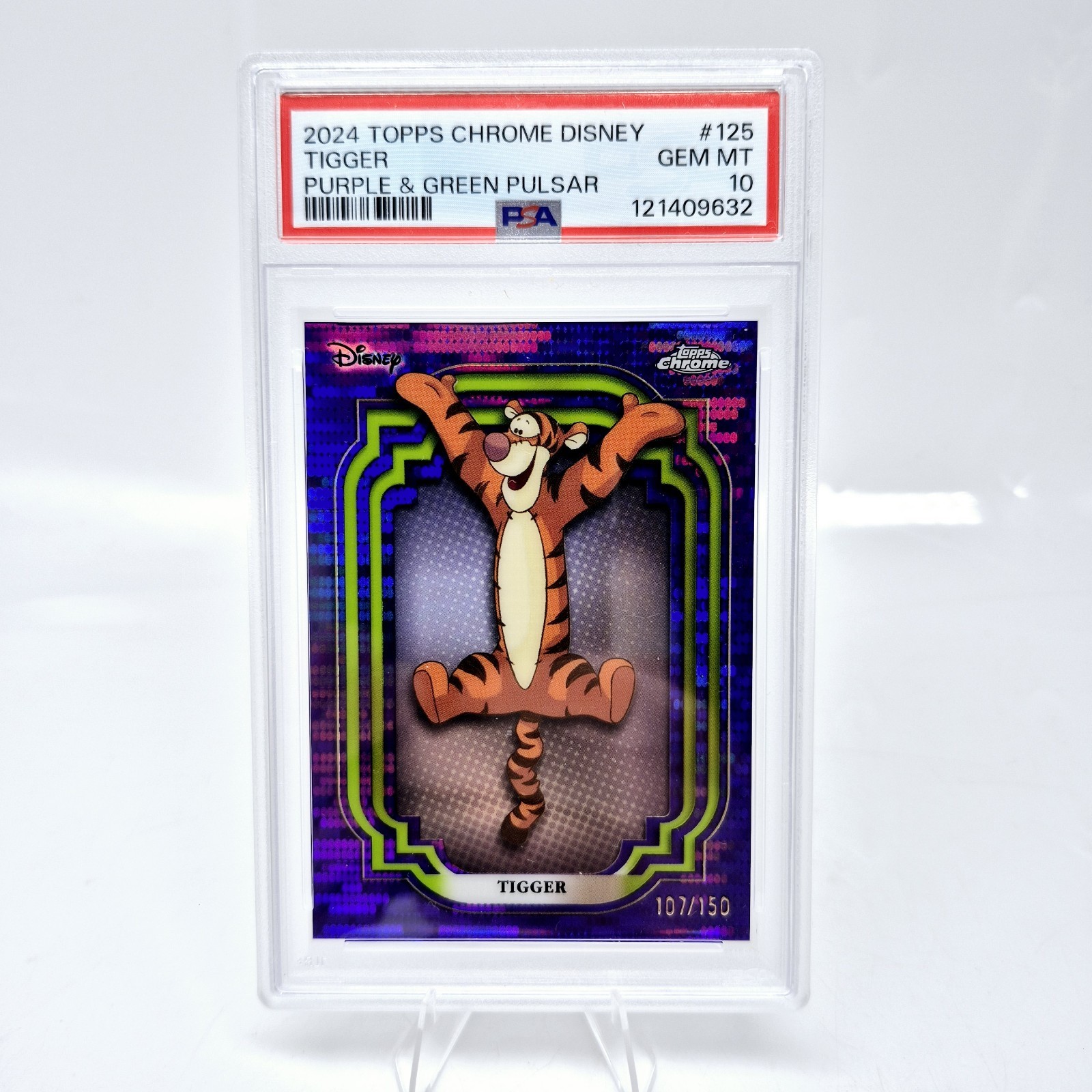 2024 Disney Topps Chrome Tigger #125 PSA 10 Purple Green Pulsar /150