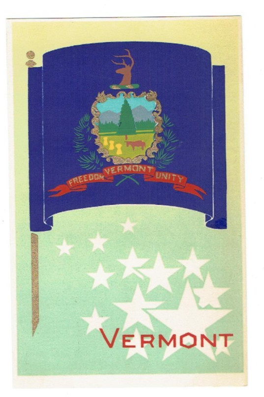Vermont State Flag Original Serigraph Postcard Post Card Collectors Club