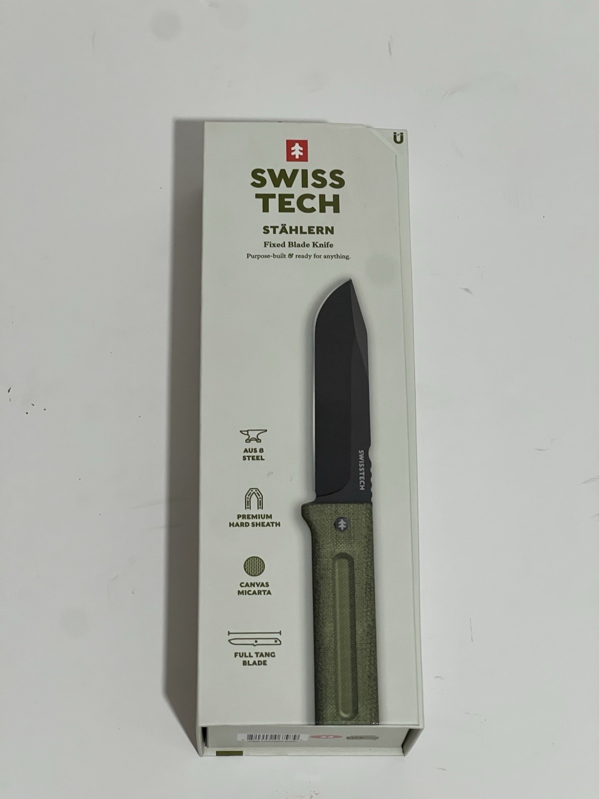 Swiss Tech 6797 8.75″ Full Tang Fixed Blade Knife with Sheath and Rod, Olive