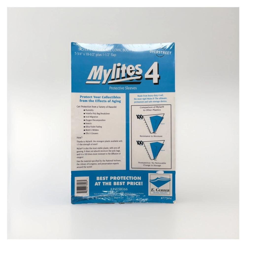 25 Mylites 4 Mil Mylar Comic Book Bags Silver/Golden Age 7 3/4 x 10 1/2 E Gerber