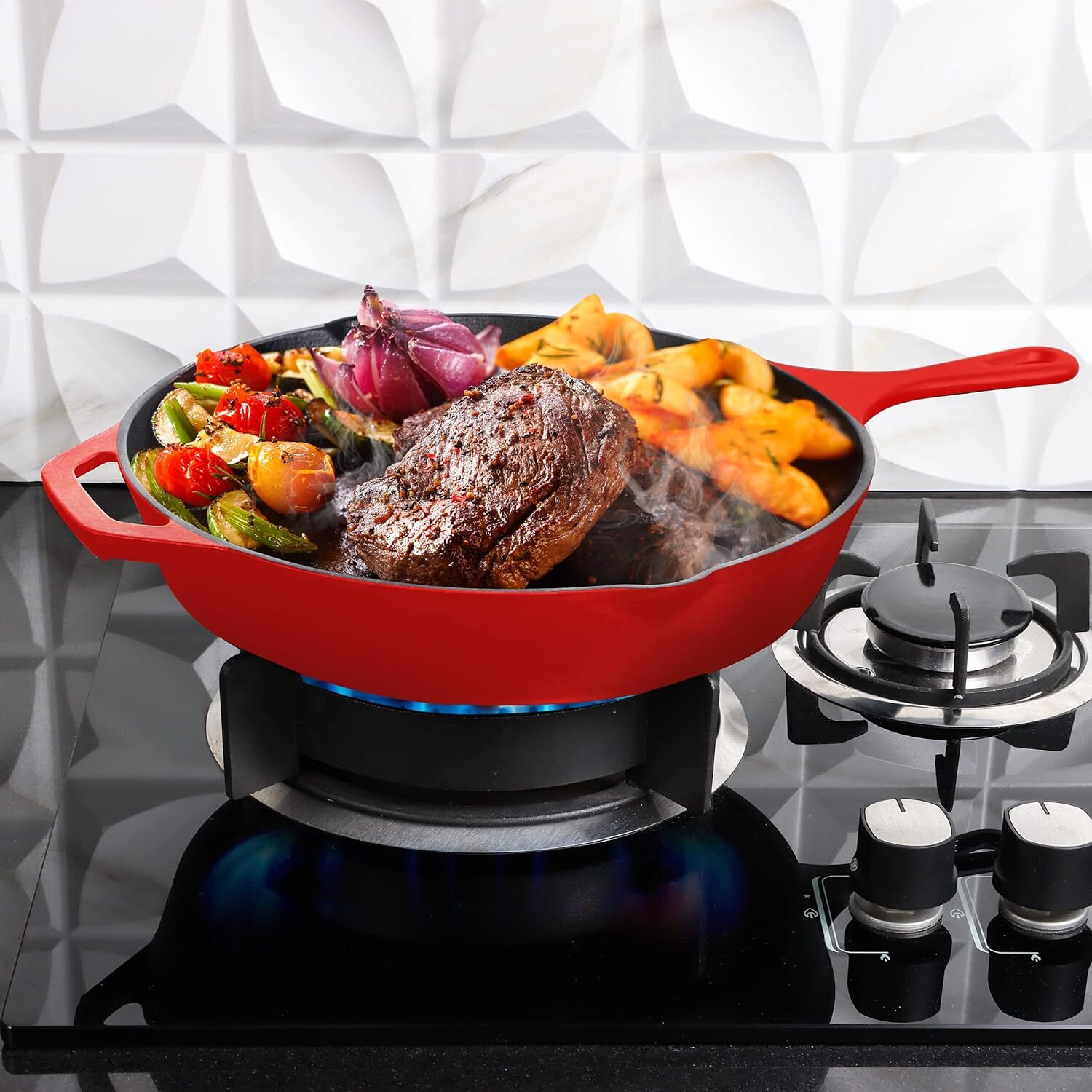 Pre-Seasoned Cast Iron Skillet With Lid Frying Pan Cast Iron Pans Utopia Kitchen
