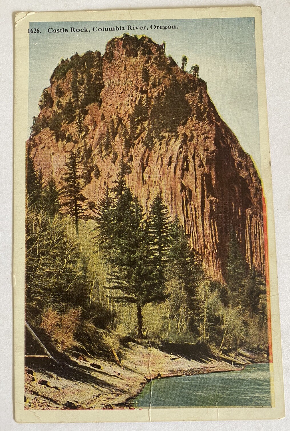 Vintage Postcard ~ View of Castle Rock on the Columbia River ~ Oregon OR