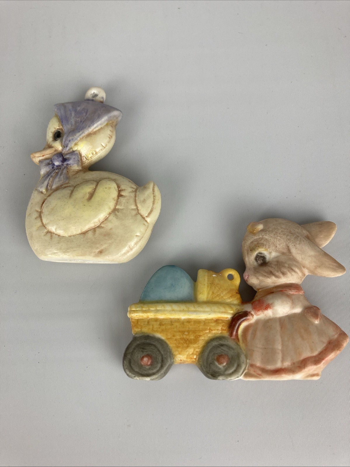 Vintage Porcelain Easter Ornaments Duck Goose Bunny