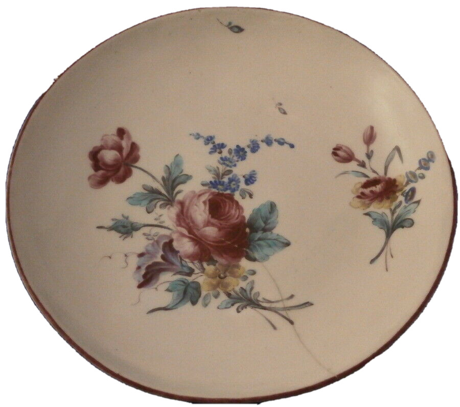 Antique 18thC Porcelain Tournai Tournay Floral Saucer Porzellan Porcelaine