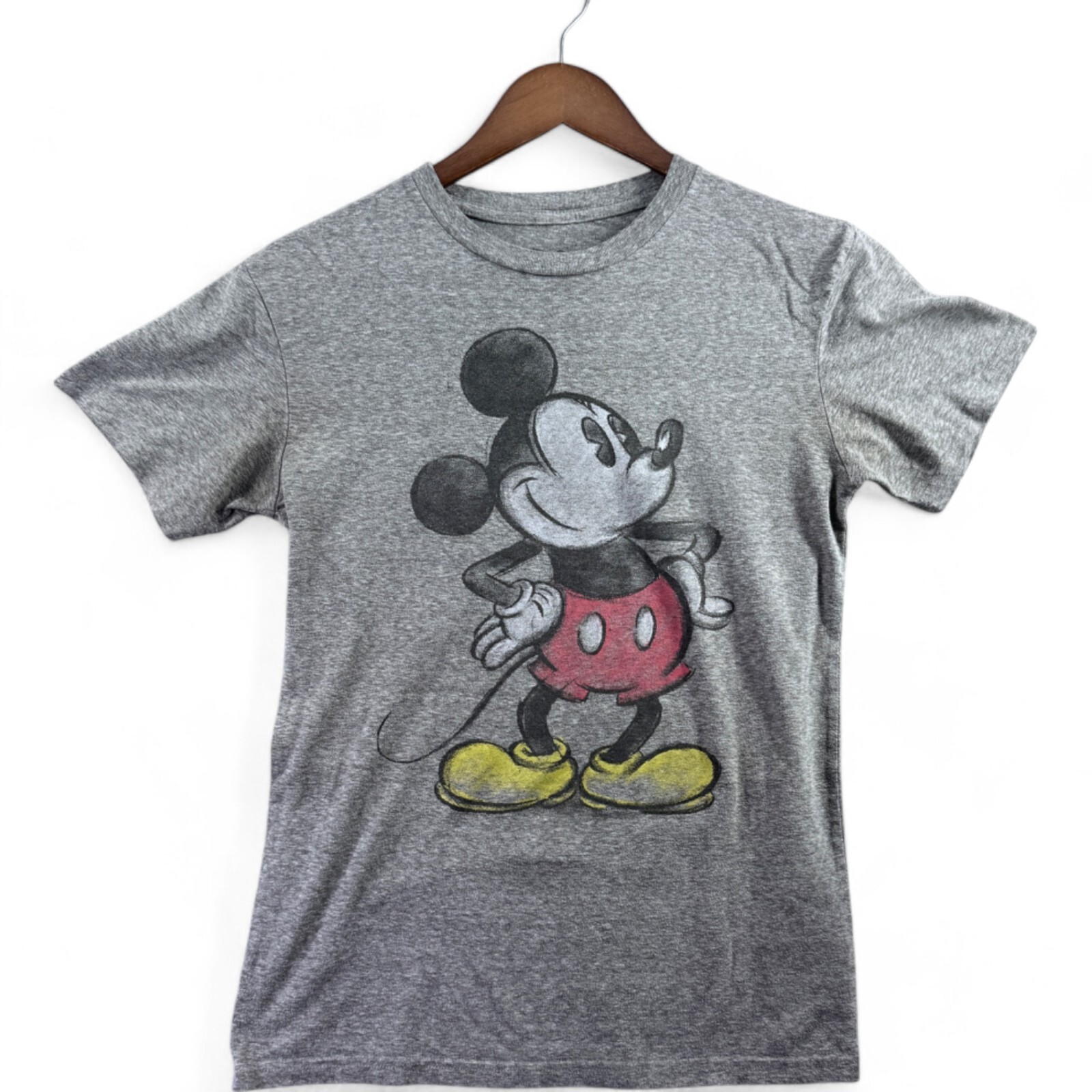 Disney Mickey Mouse T-Shirt Small S Charcoal Mickey Cotton Polyester Blend