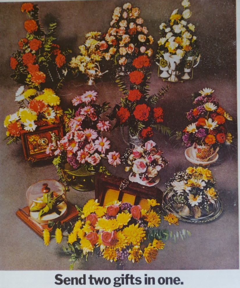 Vintage Retro 1970 Ad FTD Florist Send 2 Gifts In 1 Speed-A-Gift