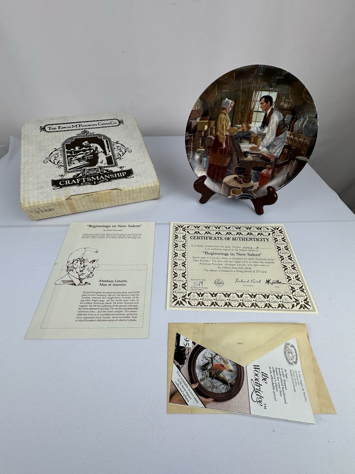 Knowles Lincoln Man of America Beginnings in New Salem Plate by Künstler 8.75 in