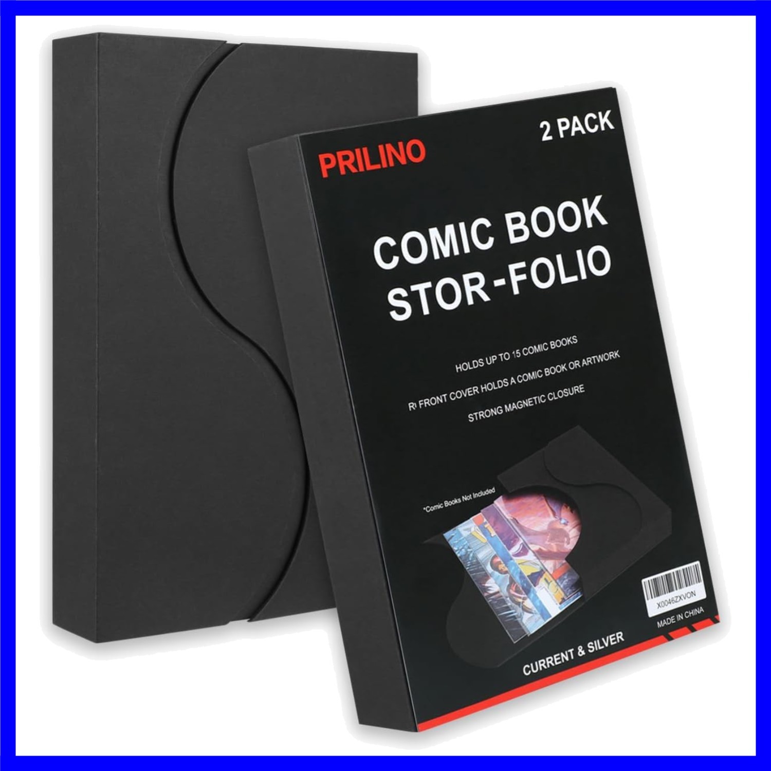 2-Pack Black Comic Book Stor-Folio – Storage Box for Current and Silver Age C…