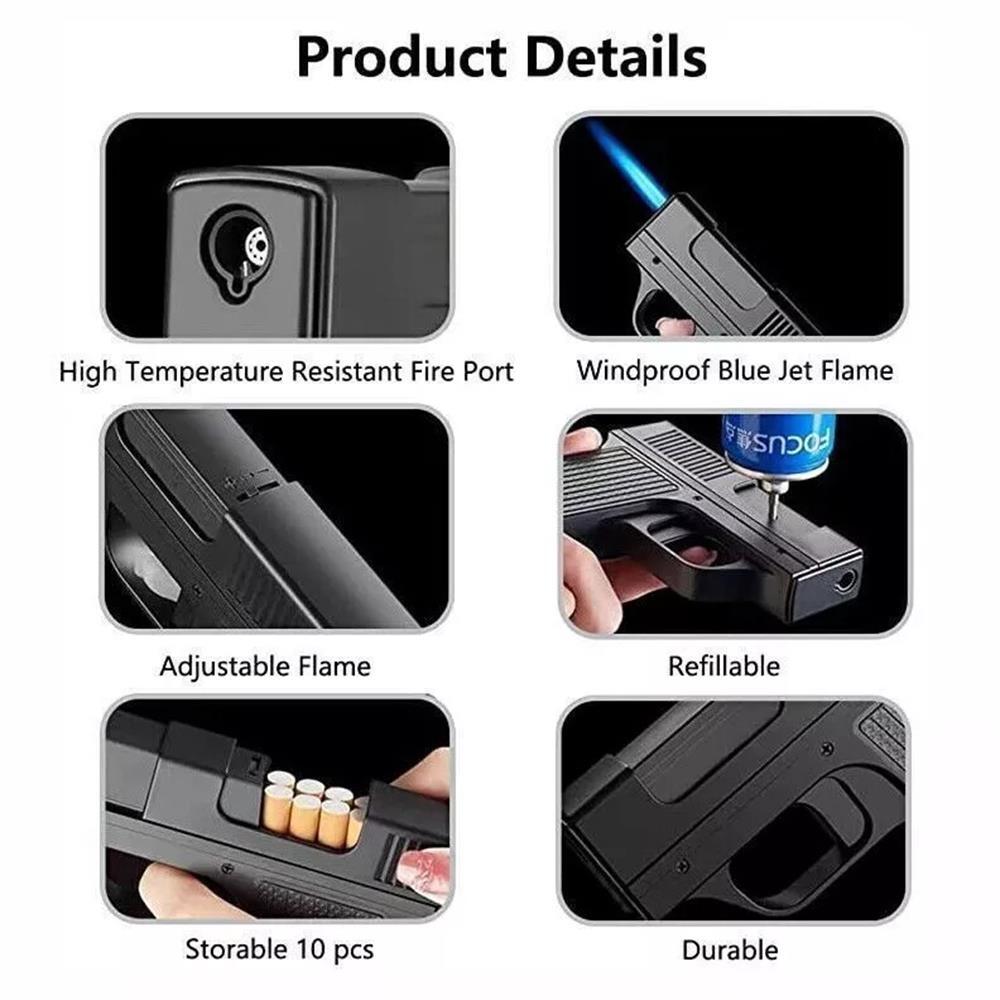 Unique Butane Cigarette LIGHTER & CASE Adjustable Jet Torch Flame Pistol Gun hot