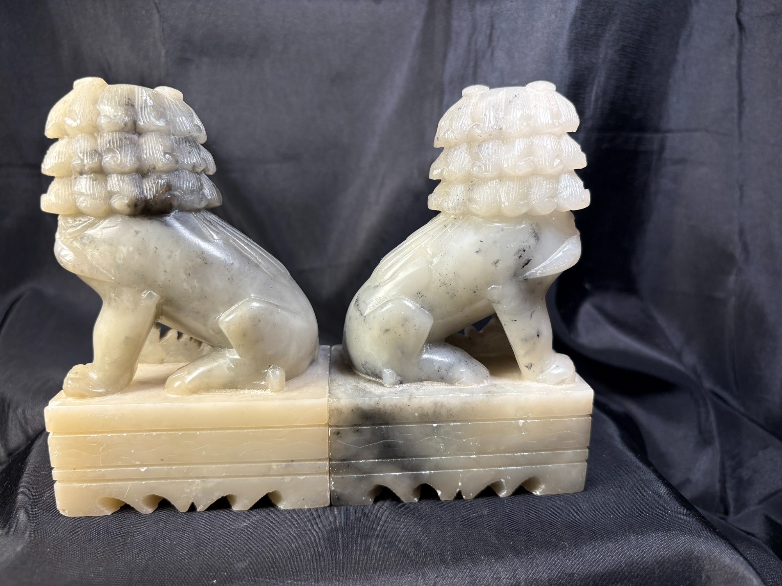 Chinese Soapstone FOO DOG Bookends – Guardian Lion 5 inches tall