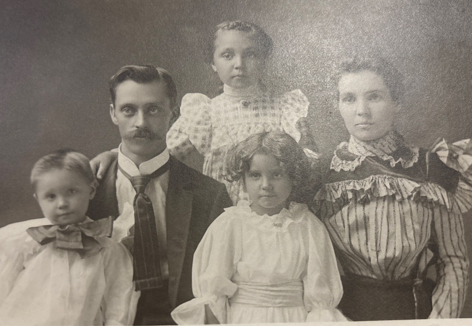 Antique Edwardian Family Portrait Photograph c1910 Studio Photo on Gray Mount