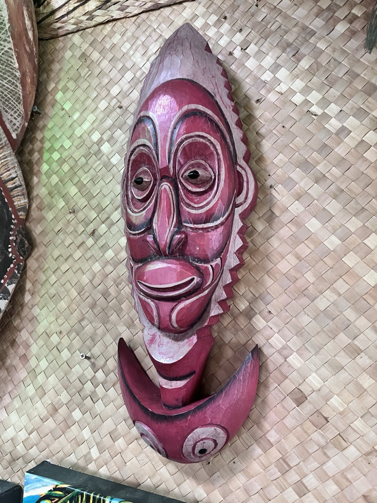 Traditional PNG Fish Hook Tiki Mask by Smokin’ Tikis Hawaii Oceanic