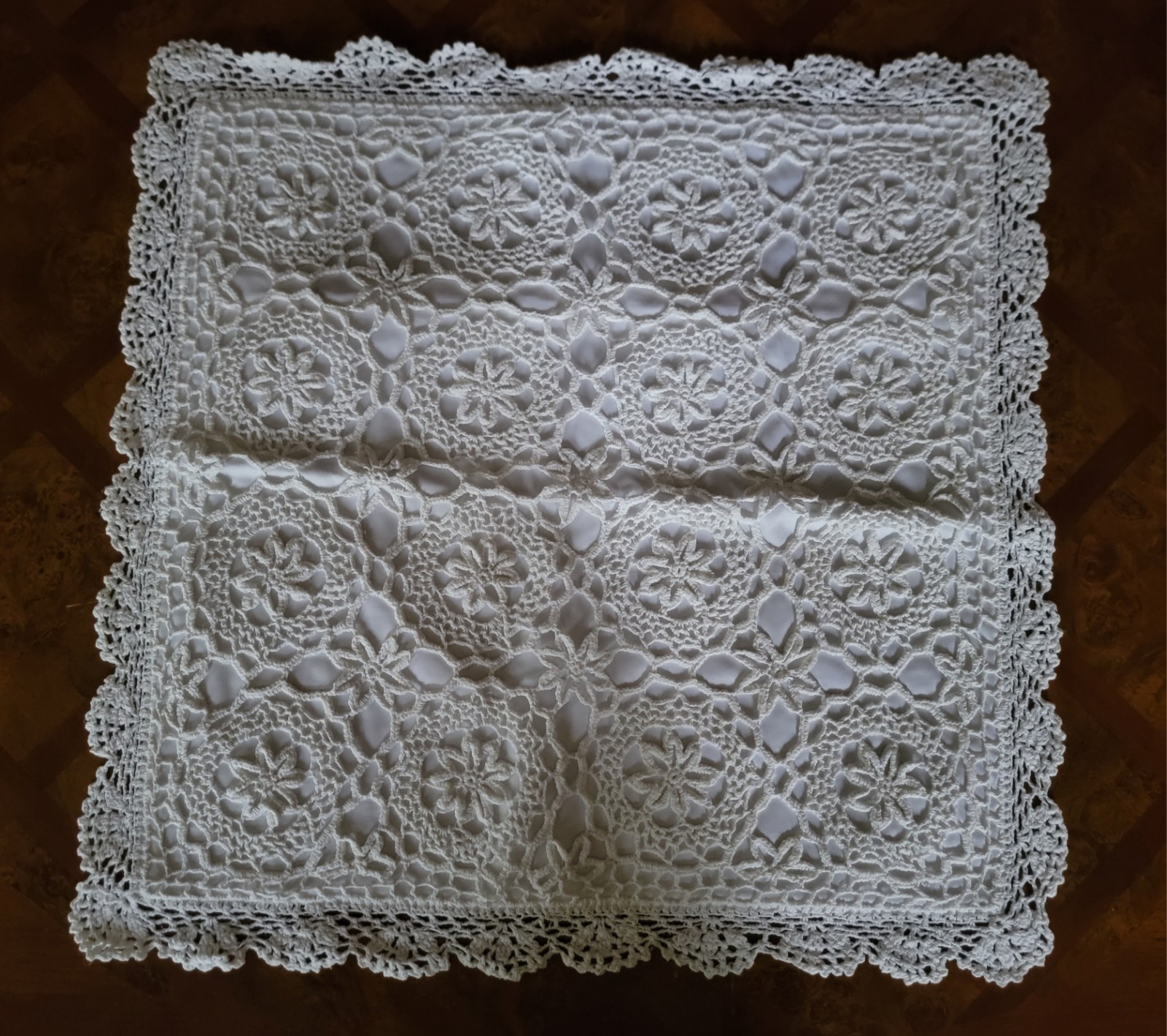 Hand Crochet Tablecloth Pillow sham/cases , vintage style, 100% hand made, white