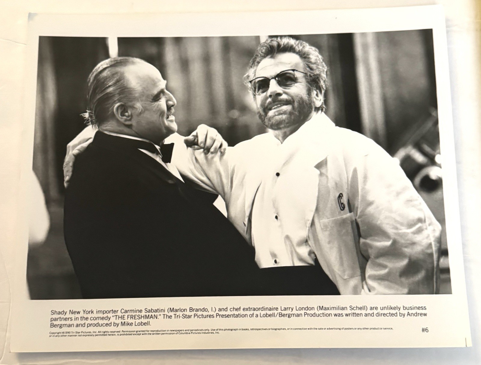 Vtg 1990 Press Photo “The Freshman” Marlon Brando Maximillian Schell 8×10