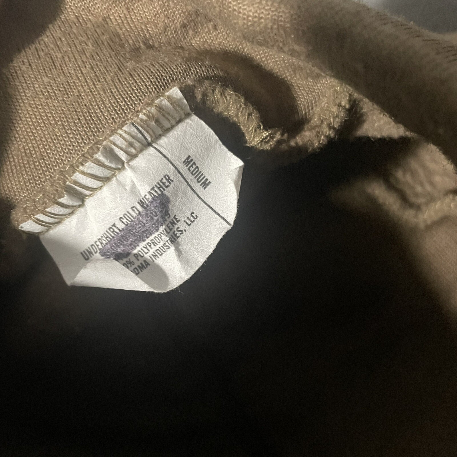 Cold Weather Undershirt Polypropylene Brown Military Size Medium #32y