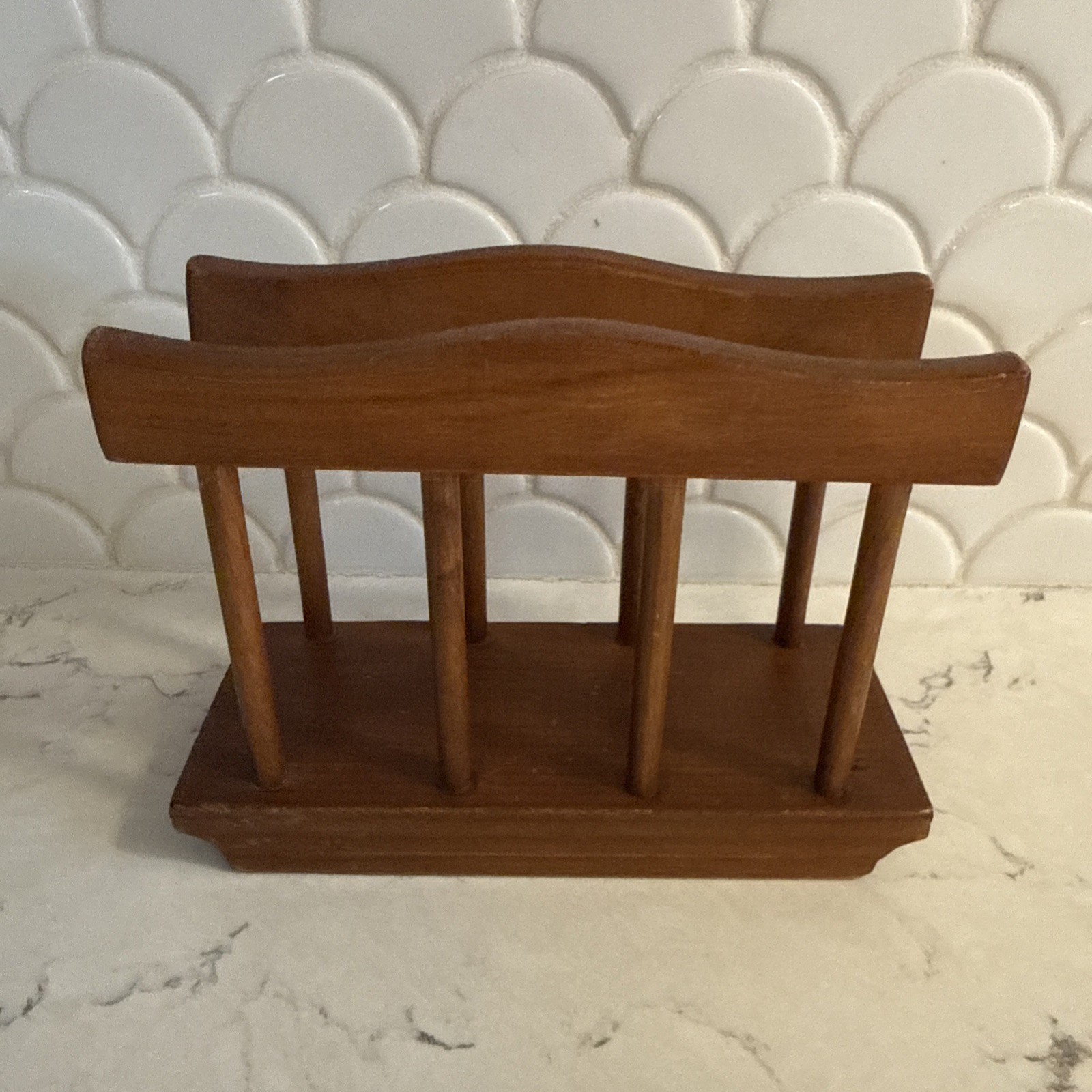 Vintage Wooden Floral Tole Painted Napkin Letter Holder Cottage Farmhouse