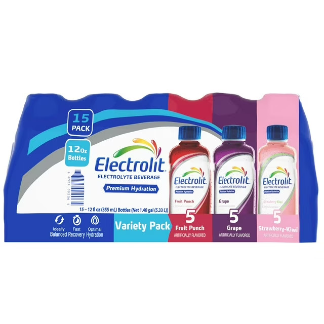 Electrolit Premium Hydration Variety Pack – 12 oz Bottles (15 Pack)