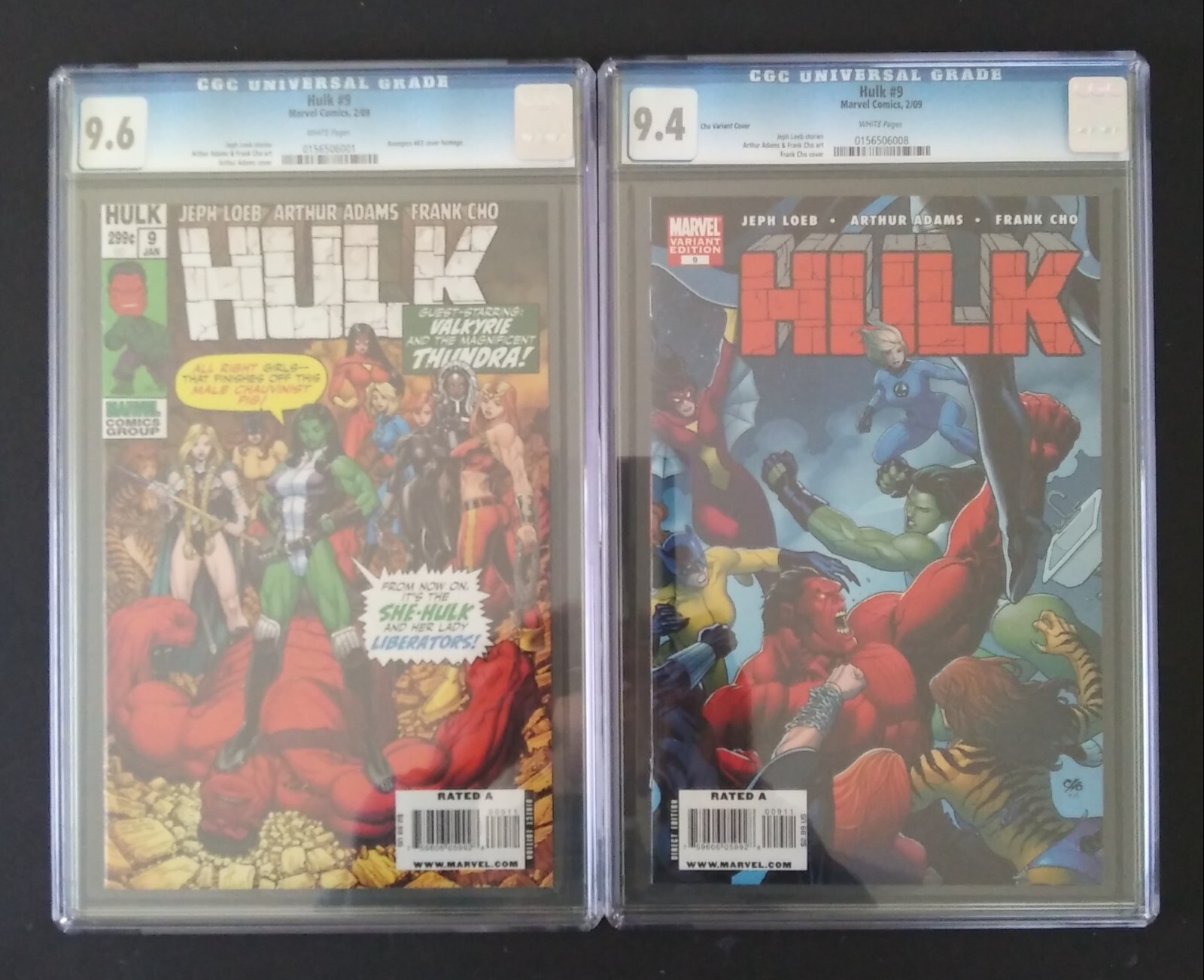 Hulk #9 (Red Hulk) Arthur Adams/Homage 9.6 & Frank Cho 9.4 CGC Variant Set 2009