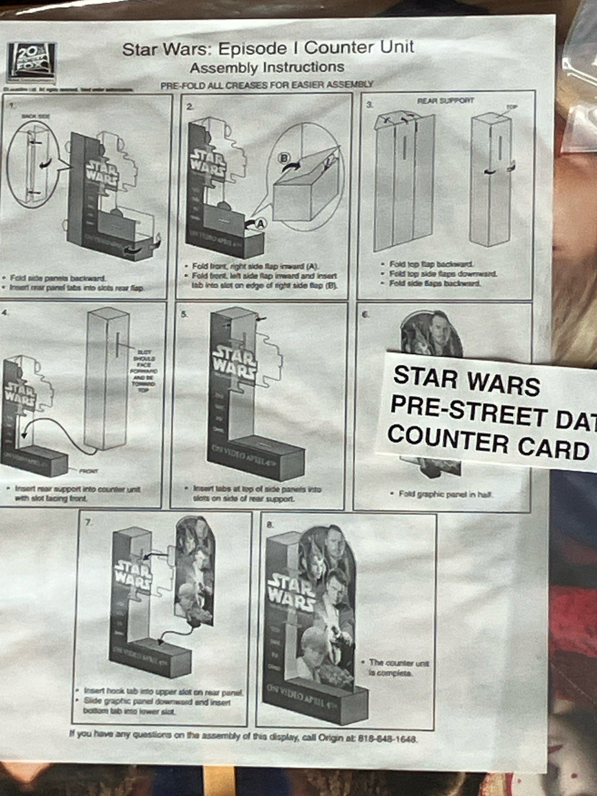 Star Wars Episode I Phantom Menace 2000 Video Store Counter Display NOS Fox Box