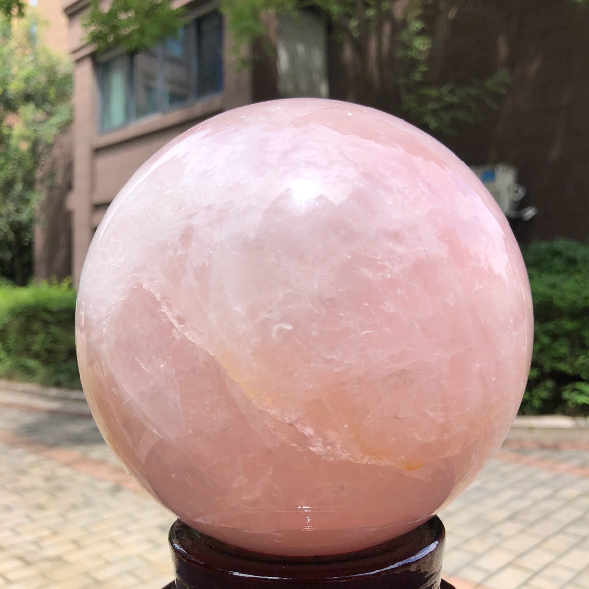8.99LB Rare Natural Pink Crystal Ball Quartz Crystal Reiki Healing 1607