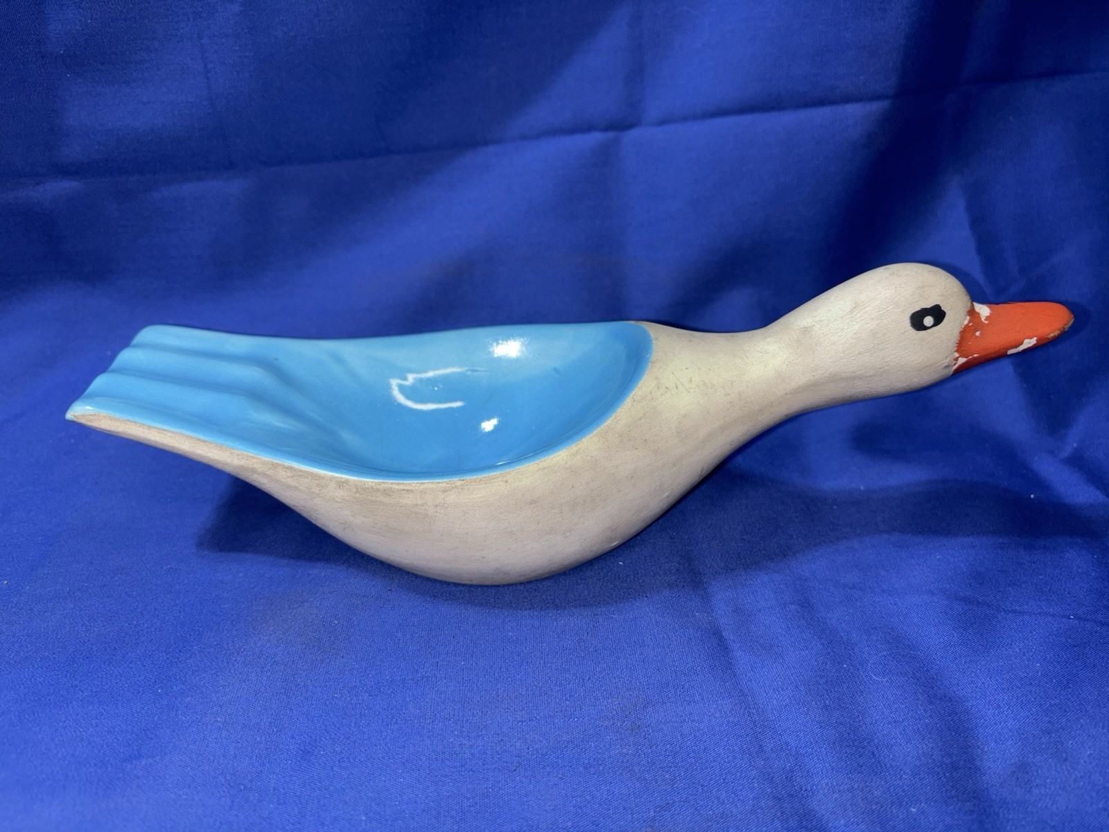 Vtg 1970’s Ceramic Goose or Duck Ashtray or Trinket Dish Hand Painted & Glazed