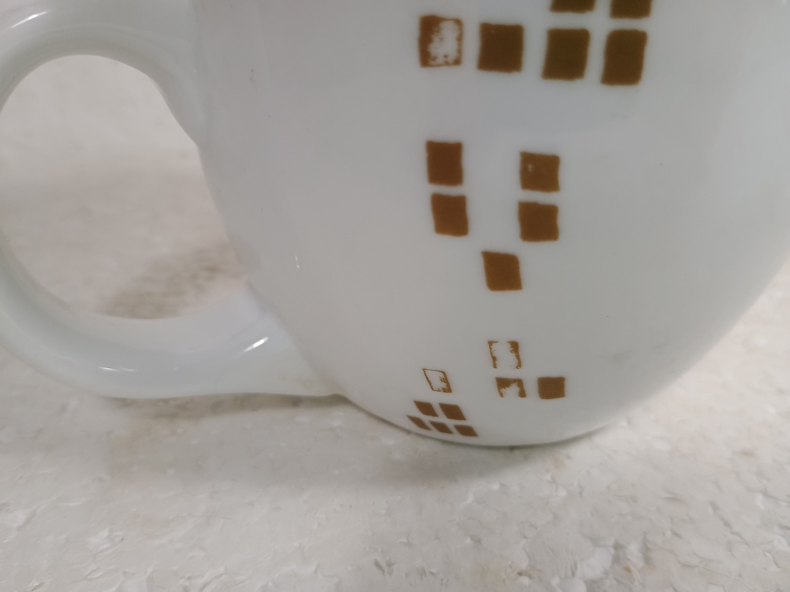 Starbucks White Gold Geometric Pine Tree Snowflakes Coffee Mug 14 oz