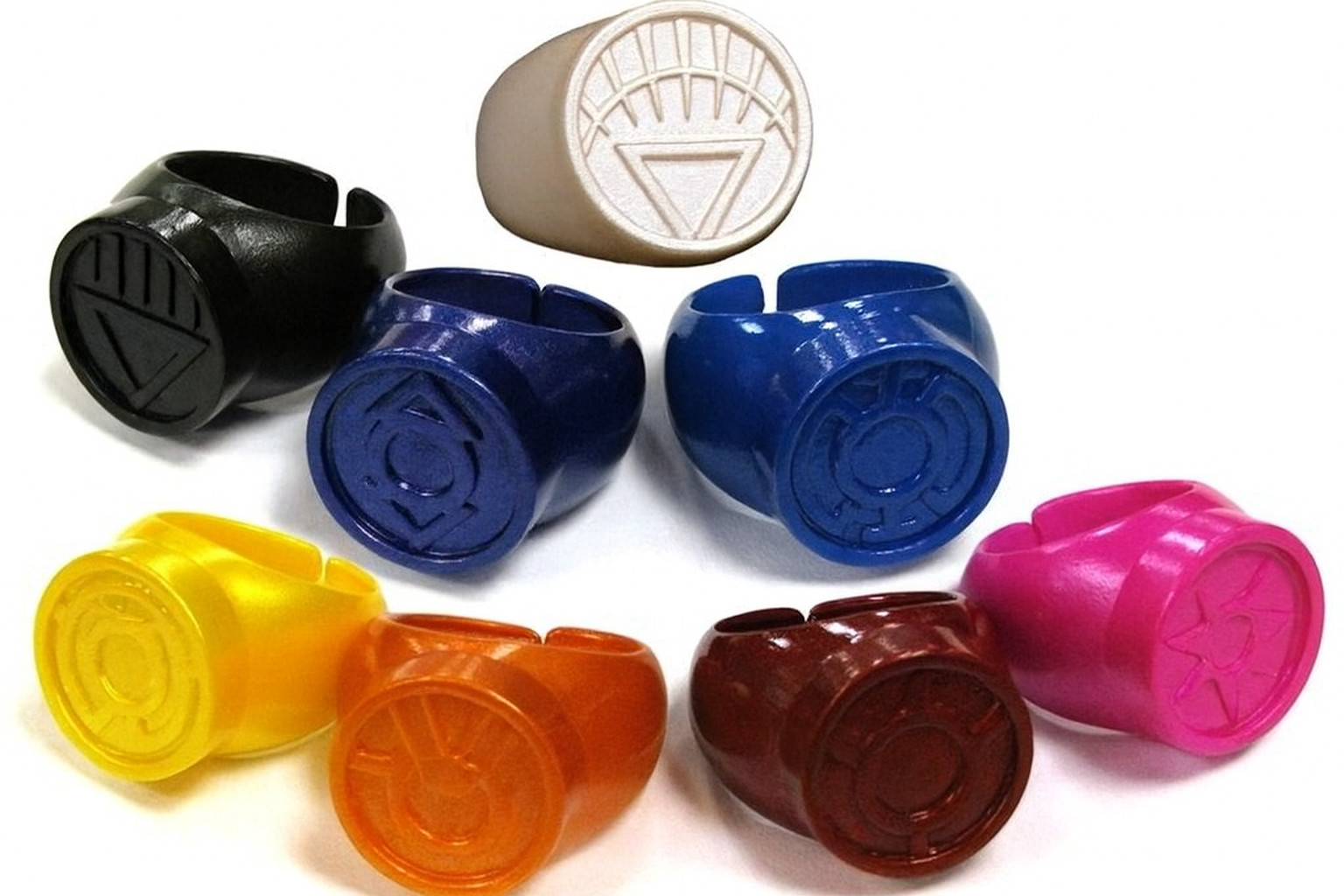 DC Blackest Night Green Lantern Power Ring Spectrum Promo Set of 8 – NEW SEALED