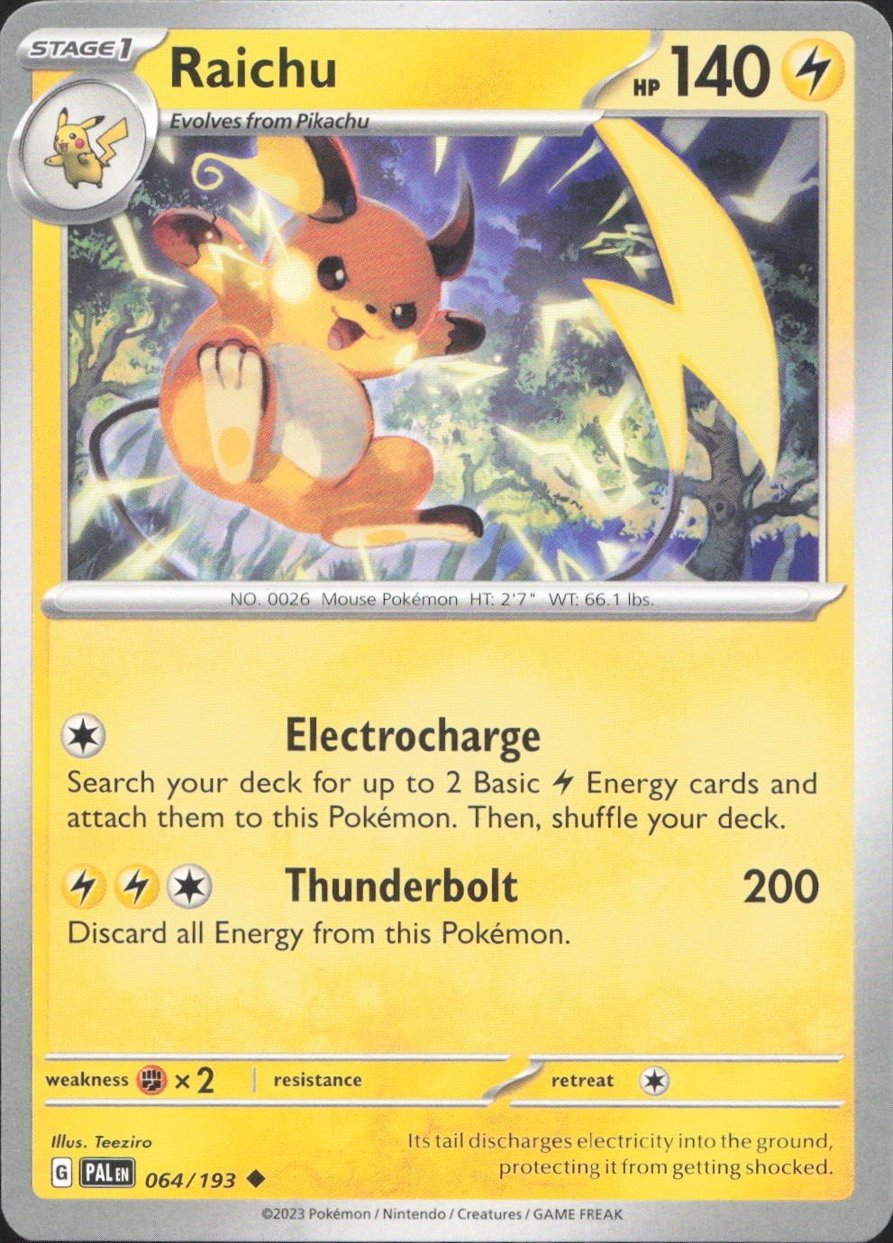 Raichu 064/193 Uncommon Paldea Evolved Pokemon Near Mint