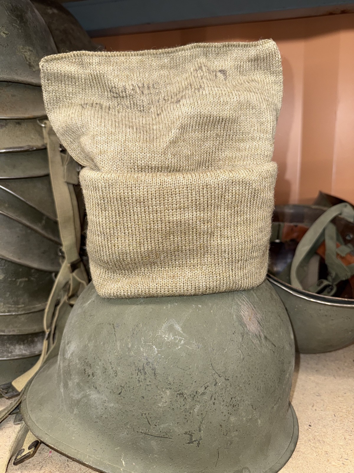 British WW2 Commando Cap Comforter 100% knitted wool Scarf P-1937 & Gloves pair