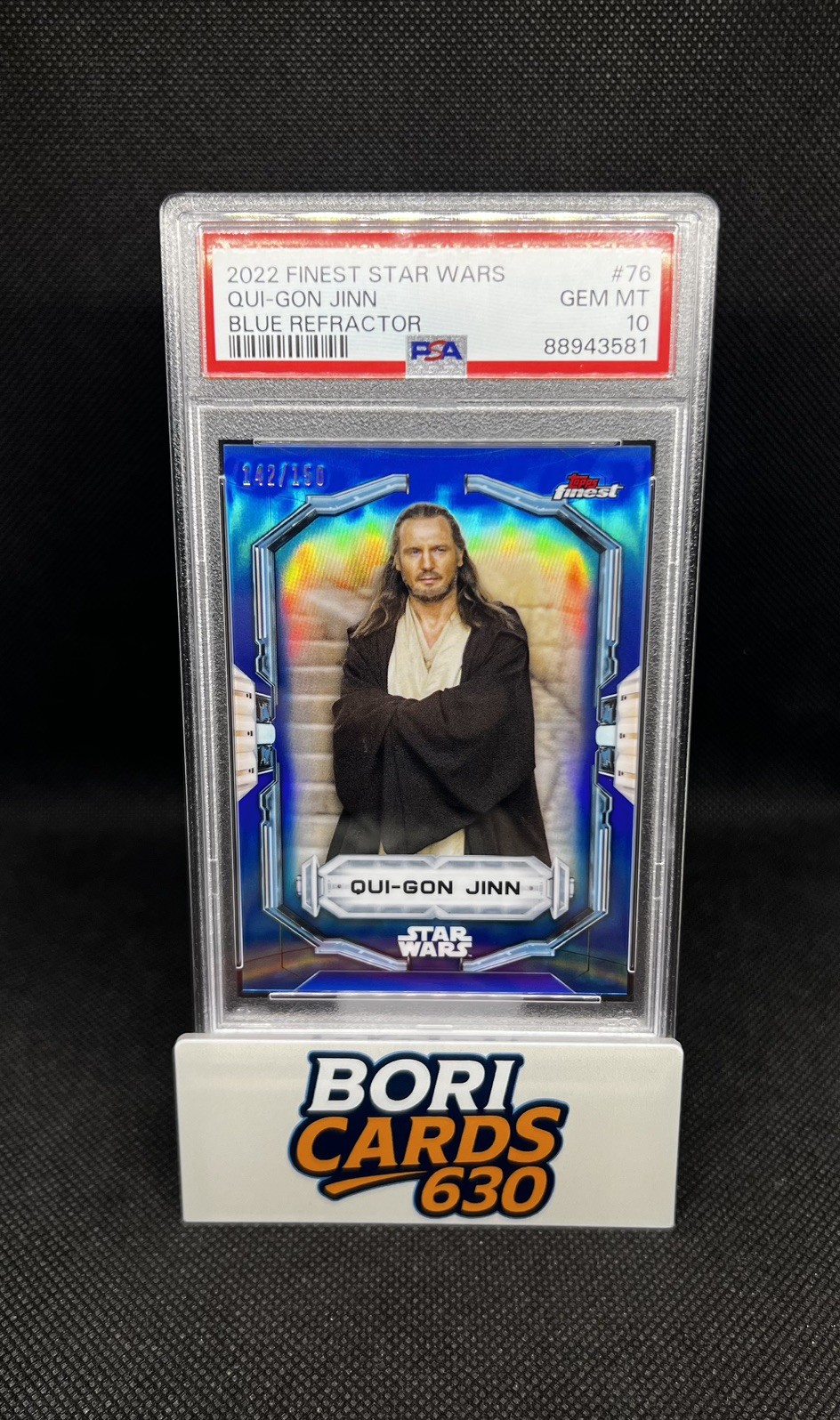 2022 Topps Star Wars Finest Blue Refractor /150 Qui-Gon Jinn PSA 10