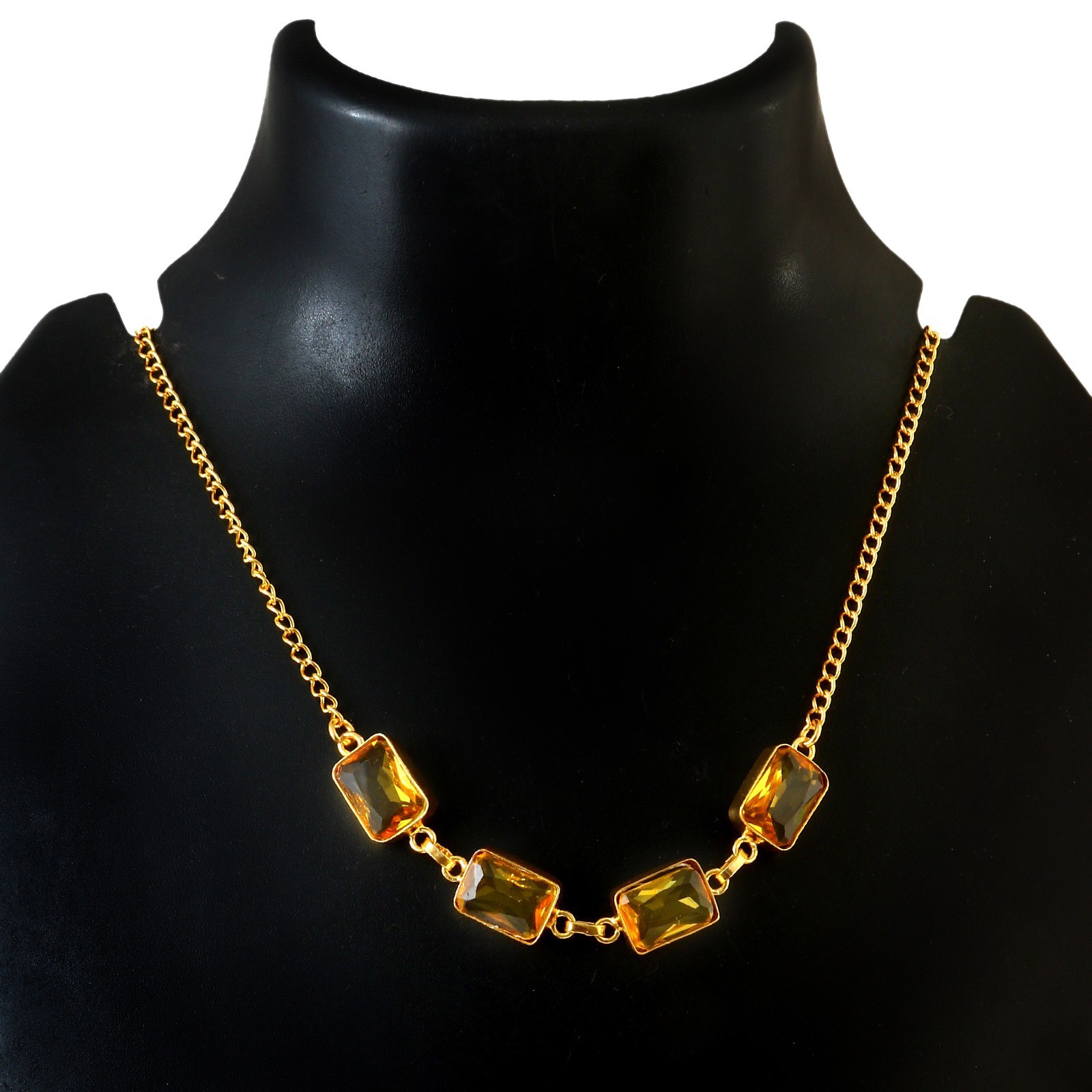 Valentine Special Golden Stone Necklace Gift for Her | Big Discount