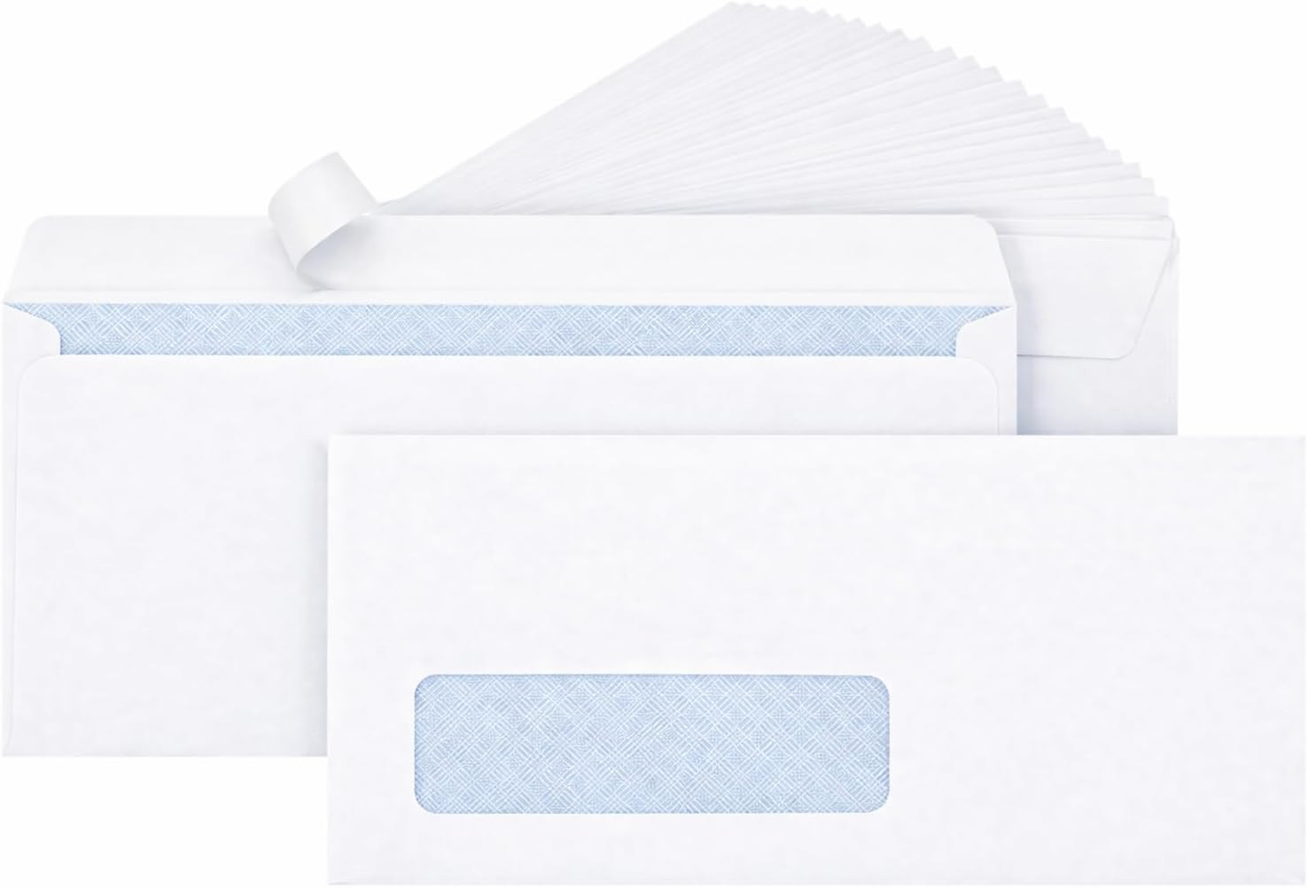 #10 Single Window Envelopes, Self Seal Security Tinted Envelopes, White, Peel…