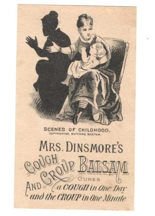 Playful Silhouette Mrs. Dinsmore’s Balsam Victorian Trade Card Bufford Boston