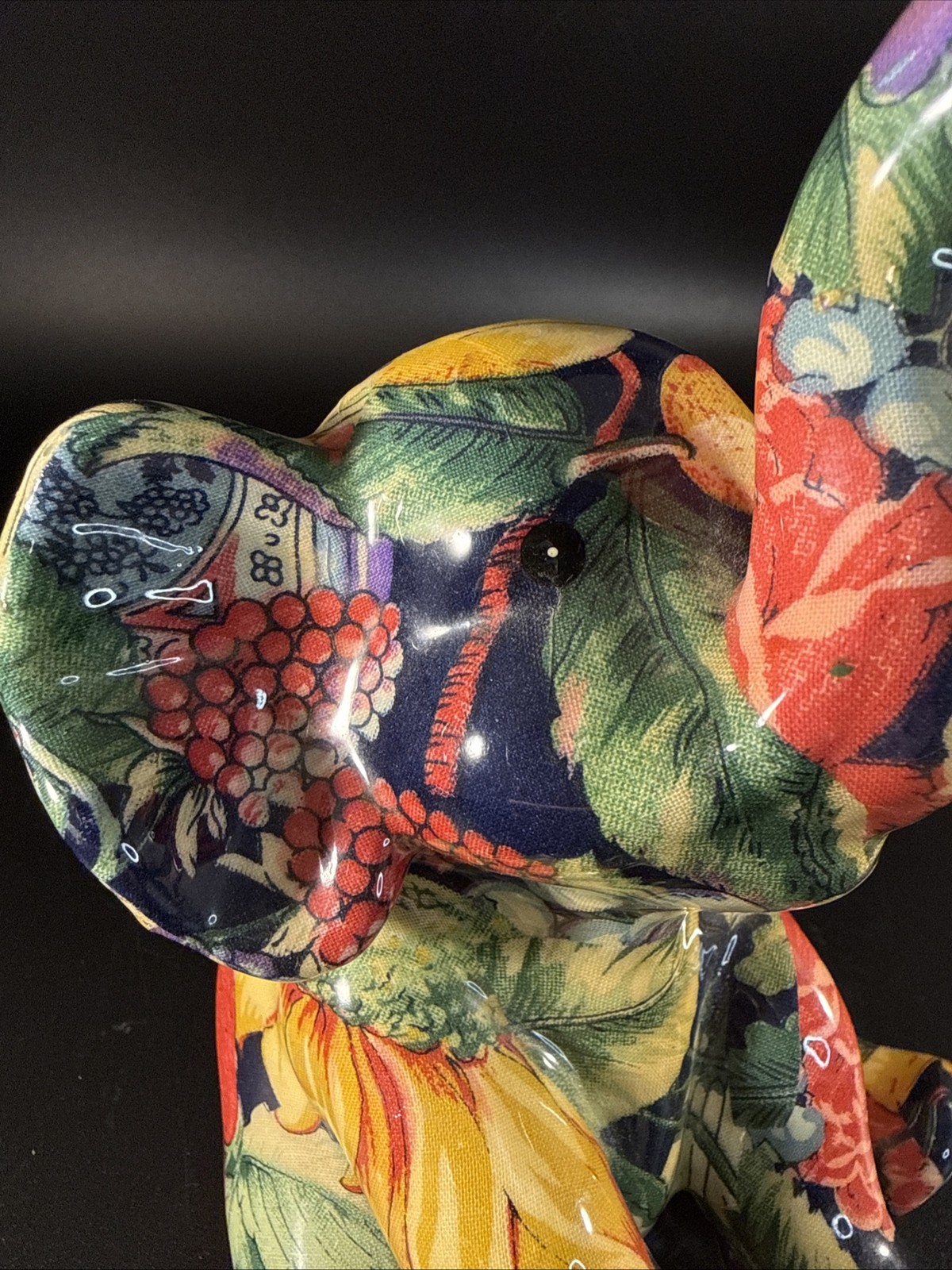 Vintage Elephant Patchworks By Joan Baker Designs Fruit & Florals 7” Tall