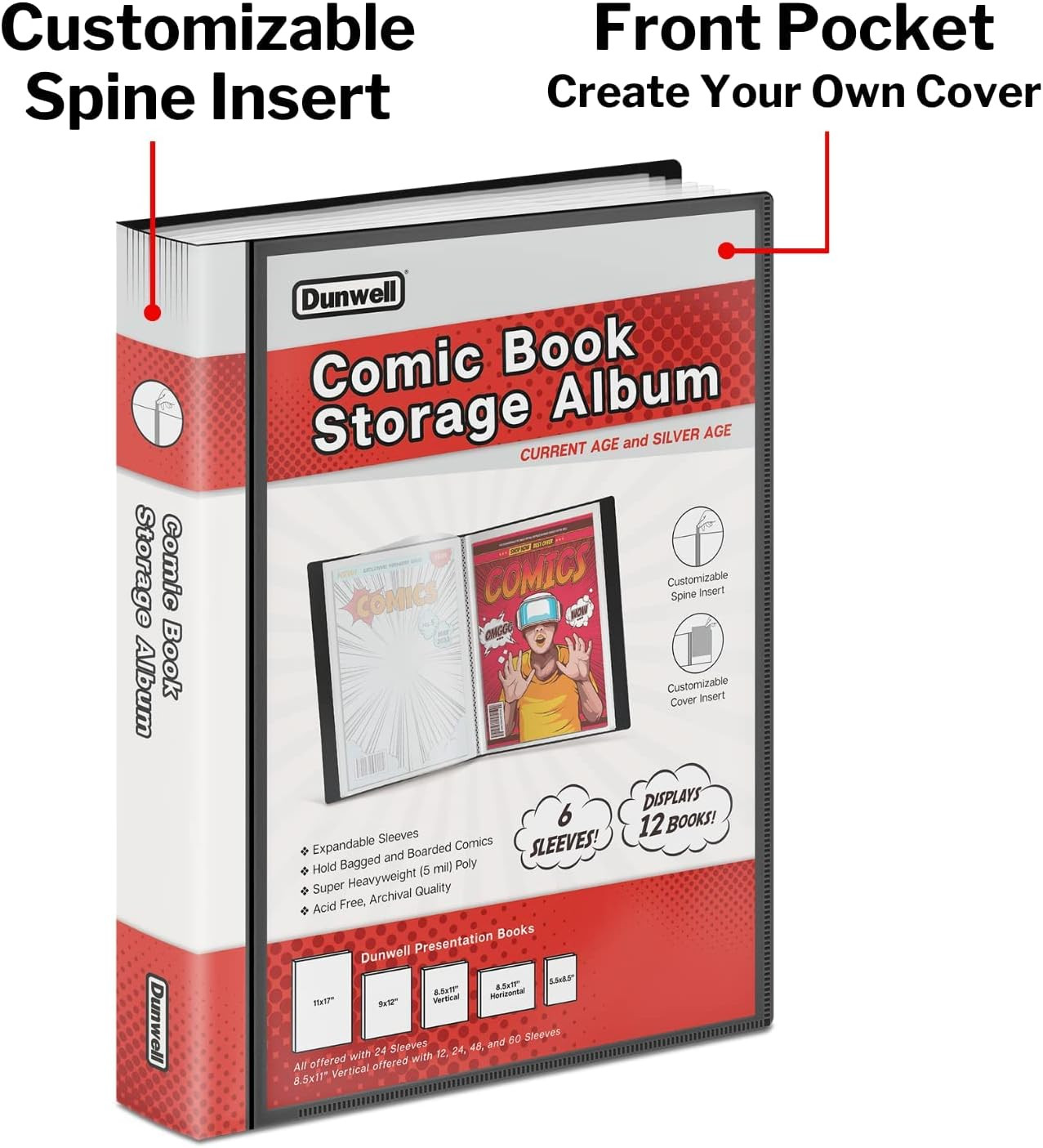 Comic Book Storage Album – for Current, Silver Age, Regular Bagged and Boarded,