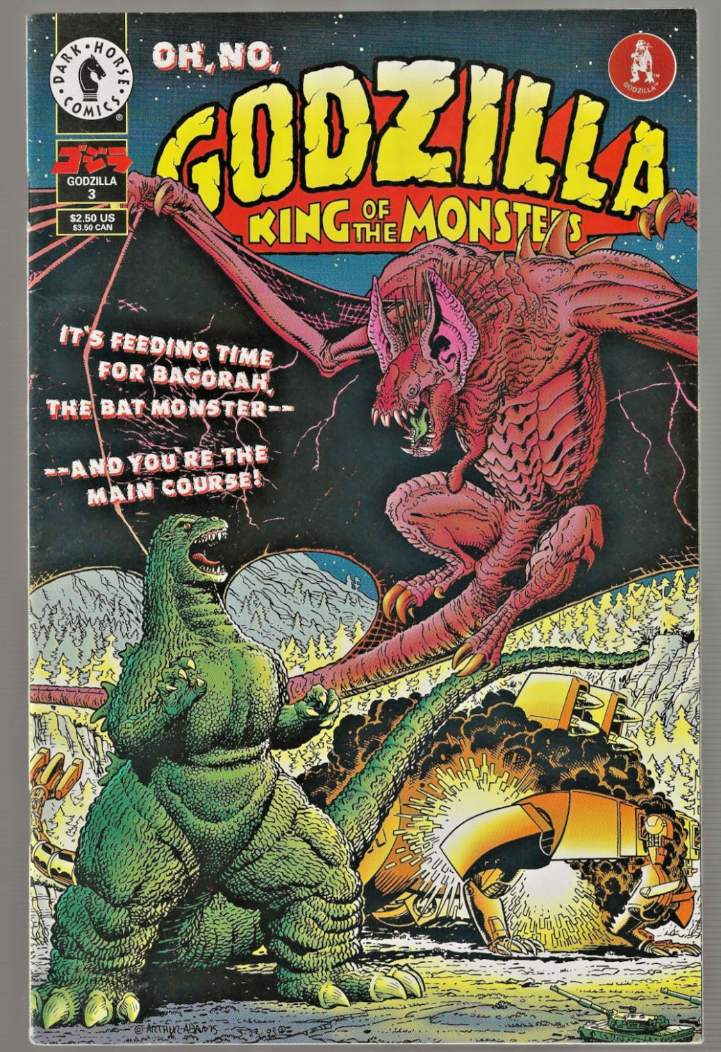 Godzilla King of The Monsters # 3 (5.5) 8/1995 Dark Horse Battles Bat Monster1