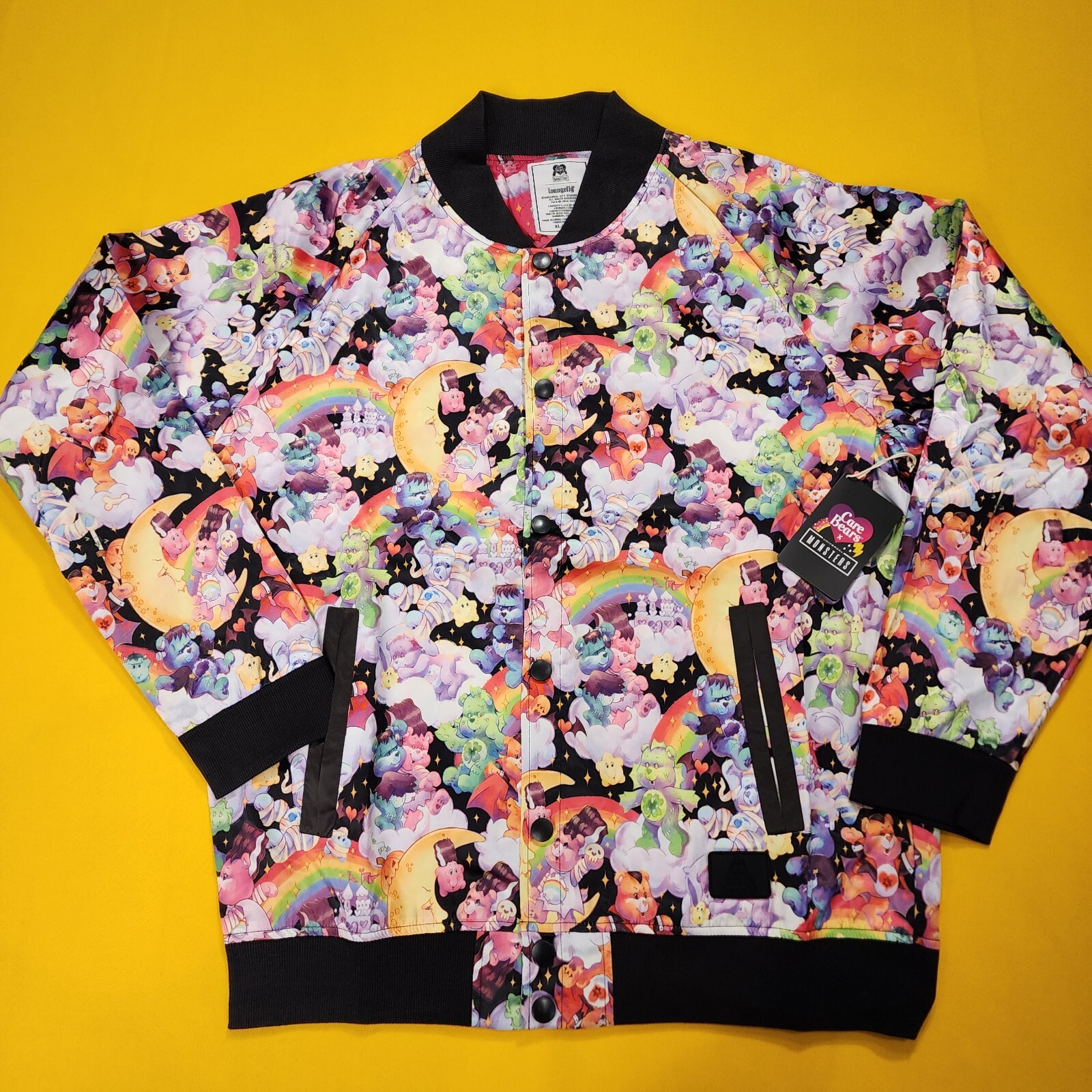 Loungefly Care Bears x Universal Monsters AOP Unisex Bomber Jacket XLarge NEW