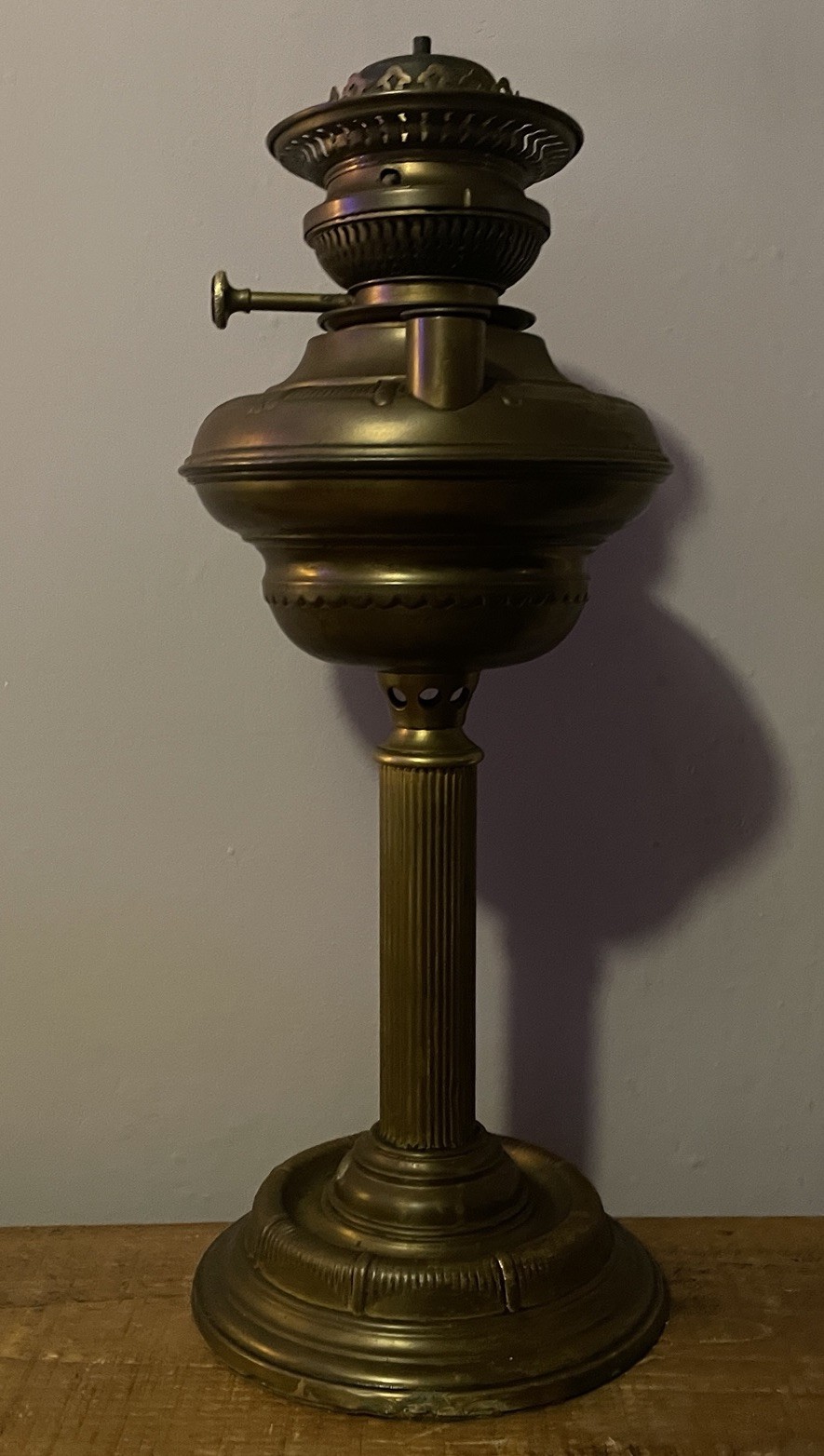 Original Victorian Thermidor Belge In Lux Way Brass Centre Draft Oil Lamp 1884