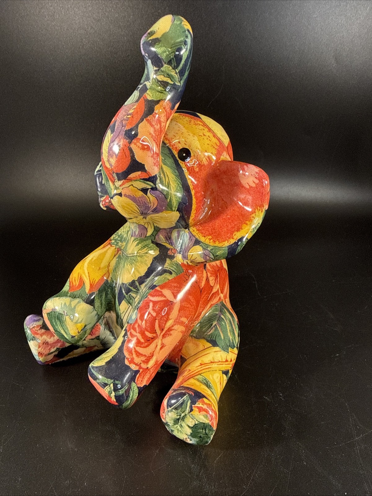 Vintage Elephant Patchworks By Joan Baker Designs Fruit & Florals 7” Tall