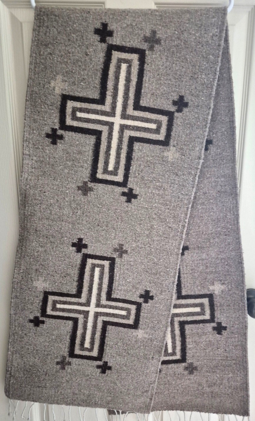 “SPIDER WOMAN CROSSES”, Zapotec Weaving, Oaxaca, Mexico, 16″ by 78″, Mint!