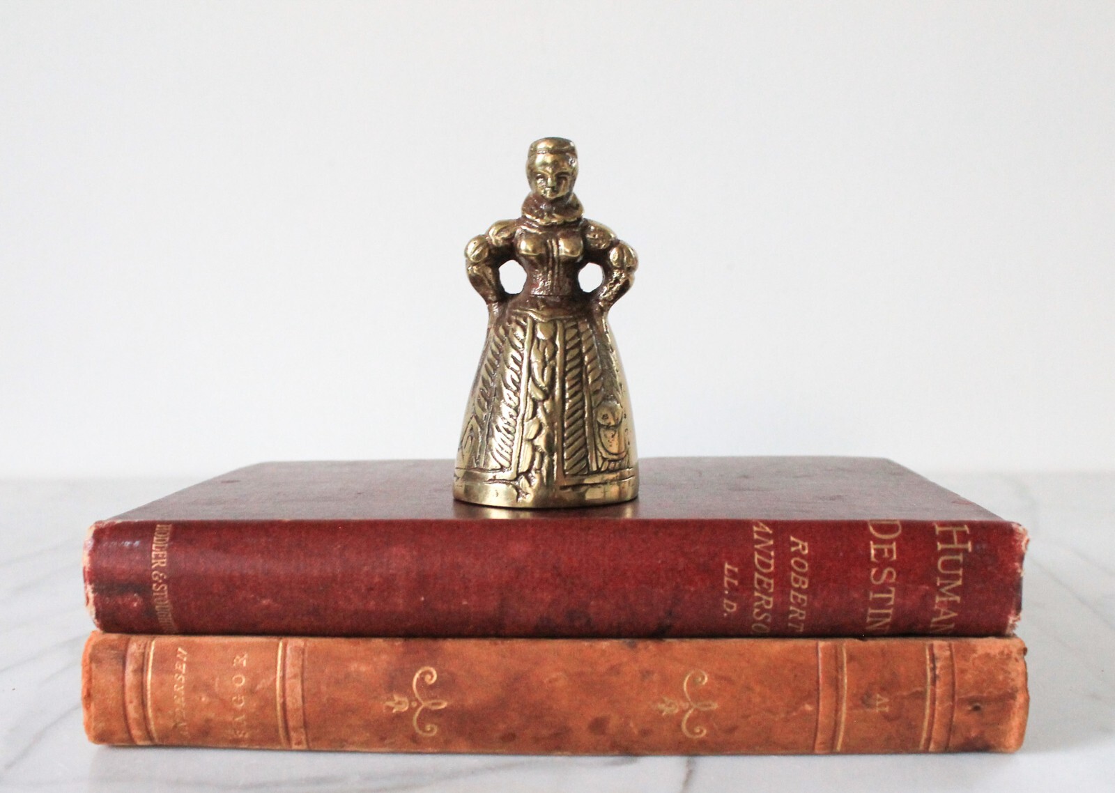 Vintage Brass Elizabethan Lady Bell Figural Leg Clappers 3 1/4” Figurine Bronze