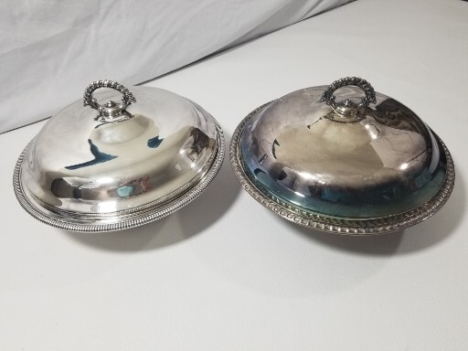 Wm Rogers Silver Plate Round Serving Bowl Casserole No Pyrex 10 3/8″ Lot 2
