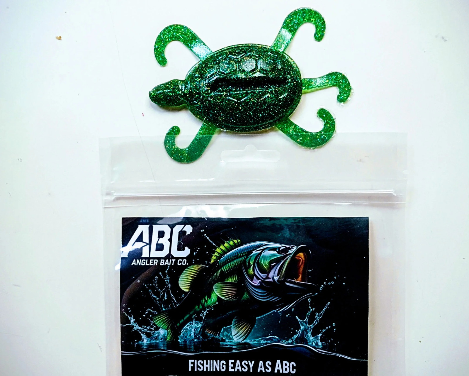 ABC Angler Bait Co. Turtle Baits – 5 Pack – Green Flake – Bass Soft Plastics